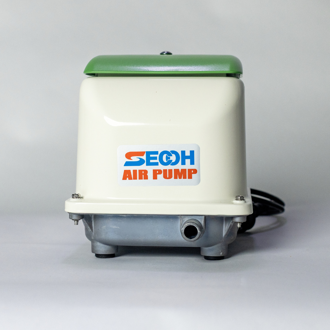 SECOH JDK-80 air pump rear view on a grey background